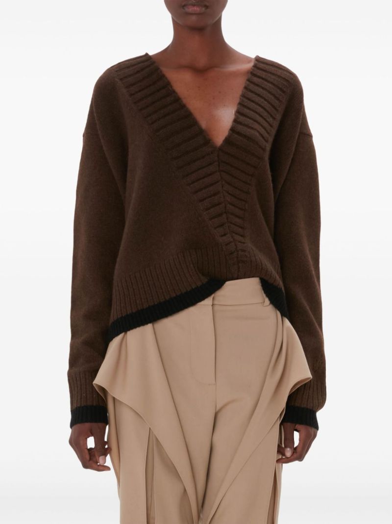 Brown Asymmetric Wool Sweater