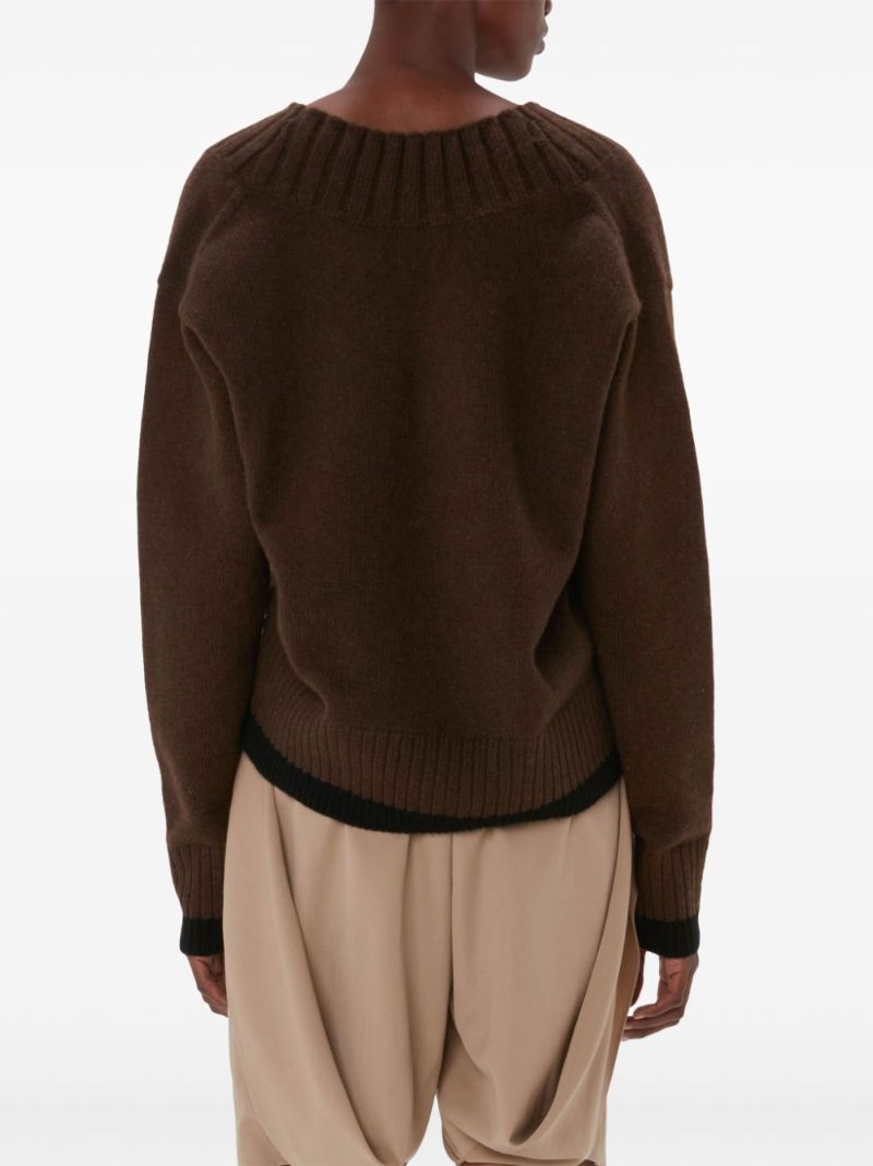 Brown Asymmetric Wool Sweater
