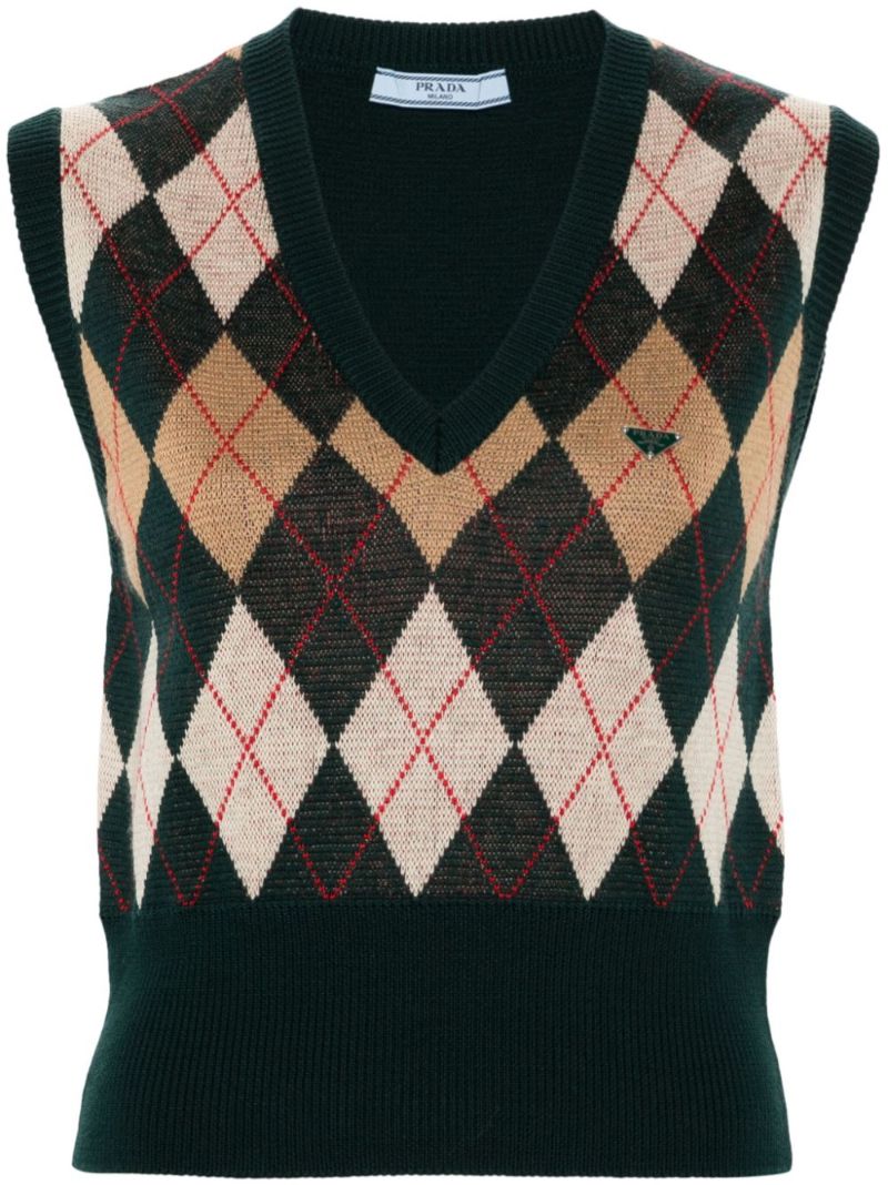 Argyle-check Vest