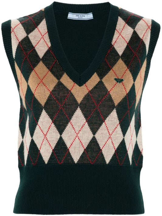 Argyle-check Vest