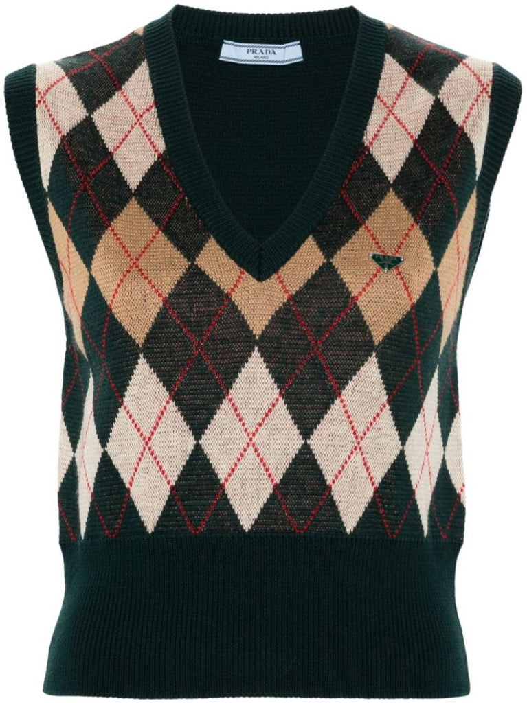 Argyle-check Vest