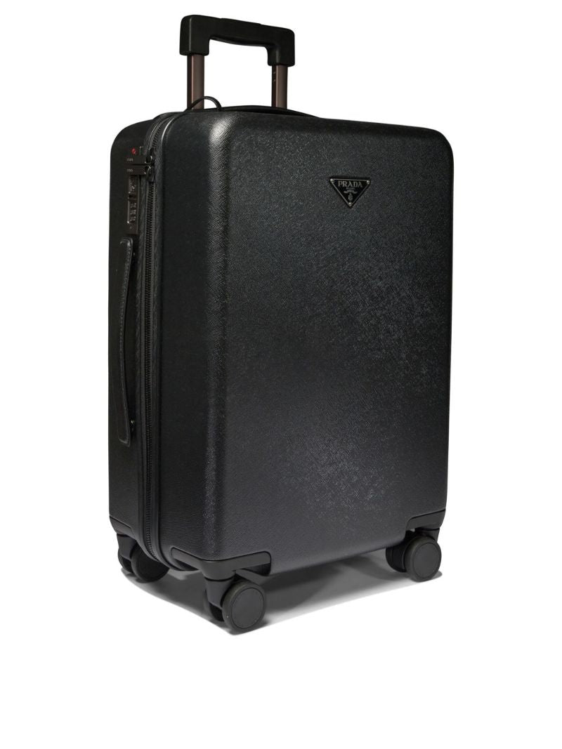 Re-nylon Saffiano Leather Trolley