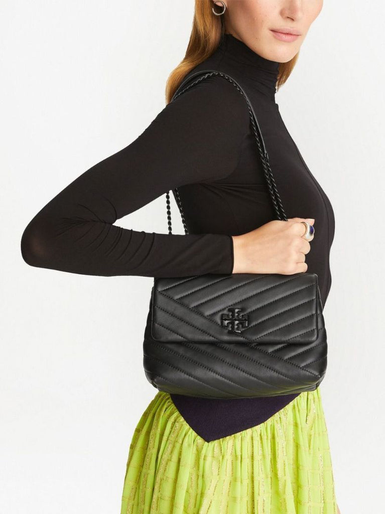 Black Kira Small Convertible Leather Shoulder Bag