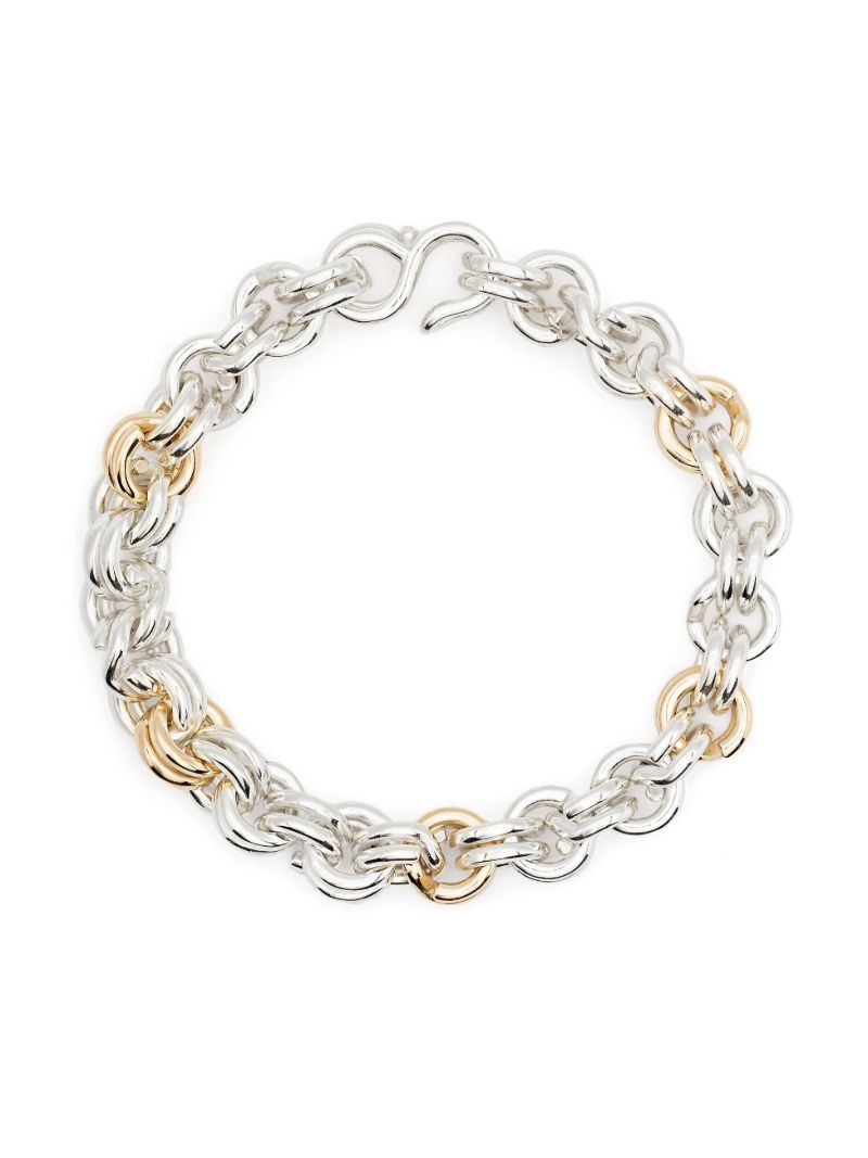 14k Yellow Gold and Sterling Silver Keyring Bracelet