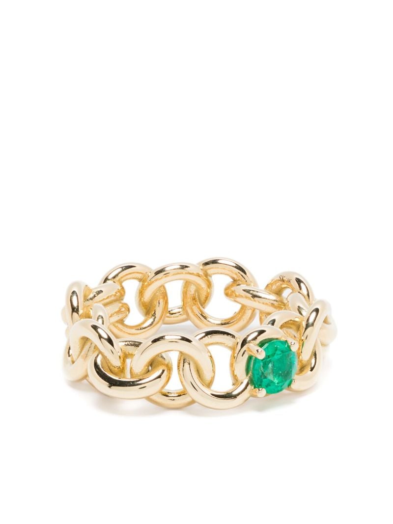 18k Yellow Gold Fused Serpents Emerald Ring