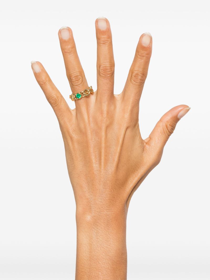 18k Yellow Gold Fused Serpents Emerald Ring