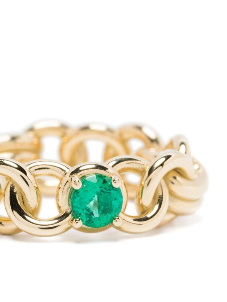 18k Yellow Gold Fused Serpents Emerald Ring