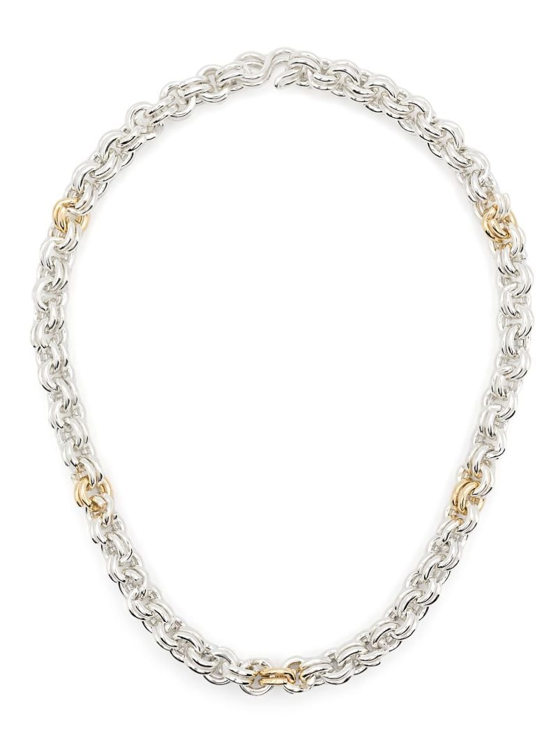 14k Yellow Gold and Sterling Silver Keyring Necklace