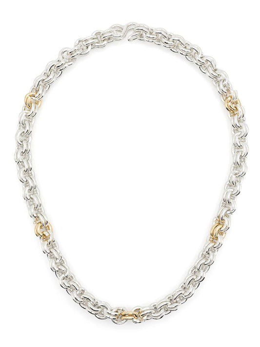 14k Yellow Gold and Sterling Silver Keyring Necklace