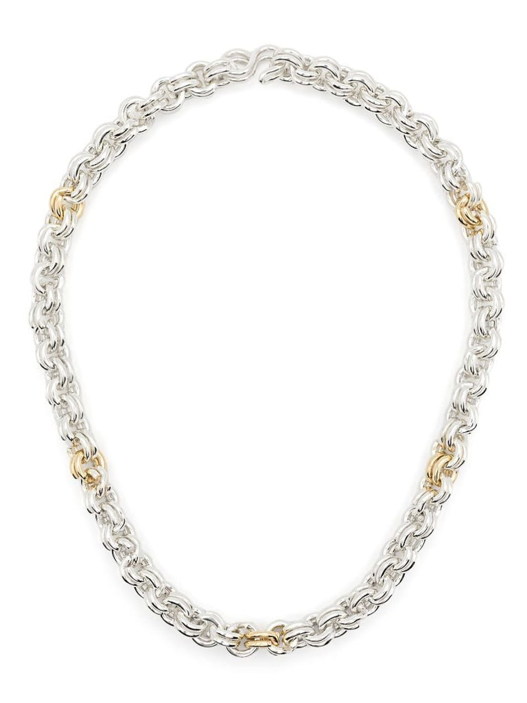 14k Yellow Gold and Sterling Silver Keyring Necklace