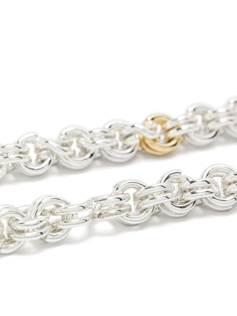 14k Yellow Gold and Sterling Silver Keyring Necklace