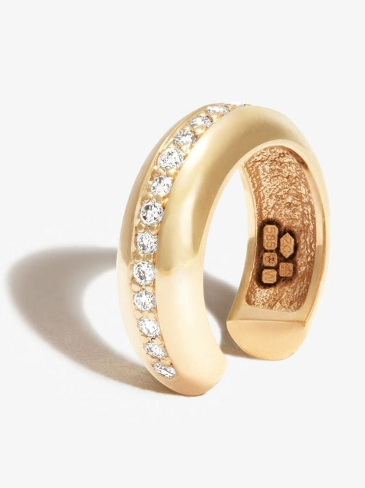 14k Yellow Gold Chubby Diamond Ear Cuff