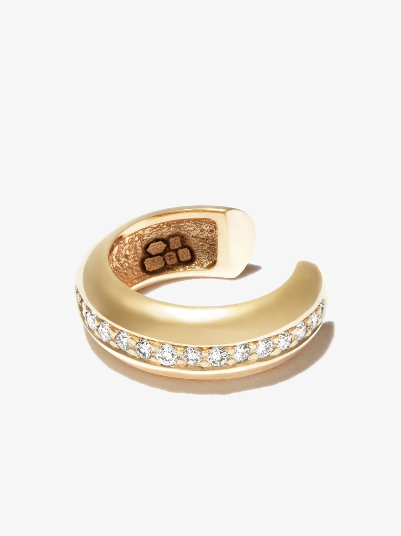 14k Yellow Gold Chubby Diamond Ear Cuff