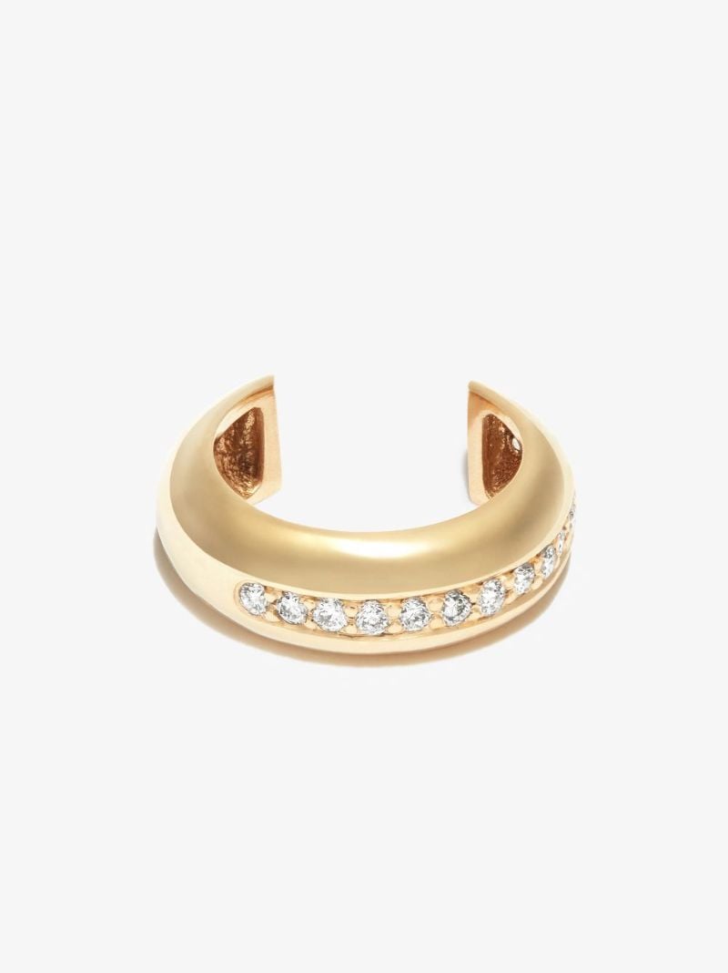 14k Yellow Gold Chubby Diamond Ear Cuff