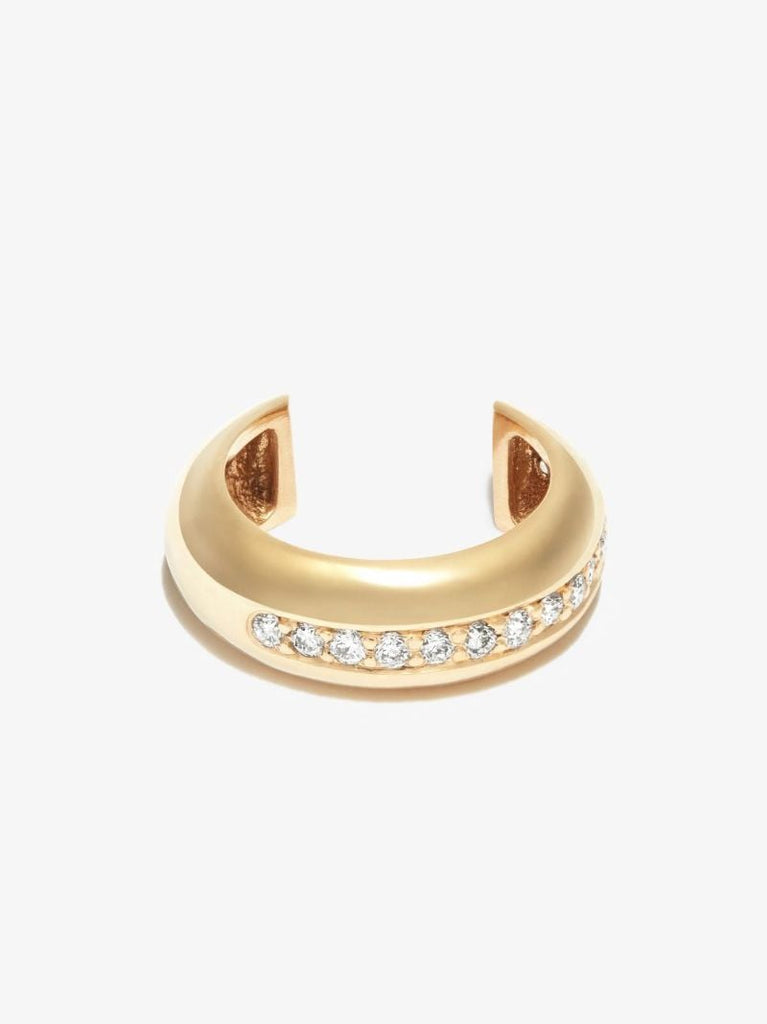 14k Yellow Gold Chubby Diamond Ear Cuff