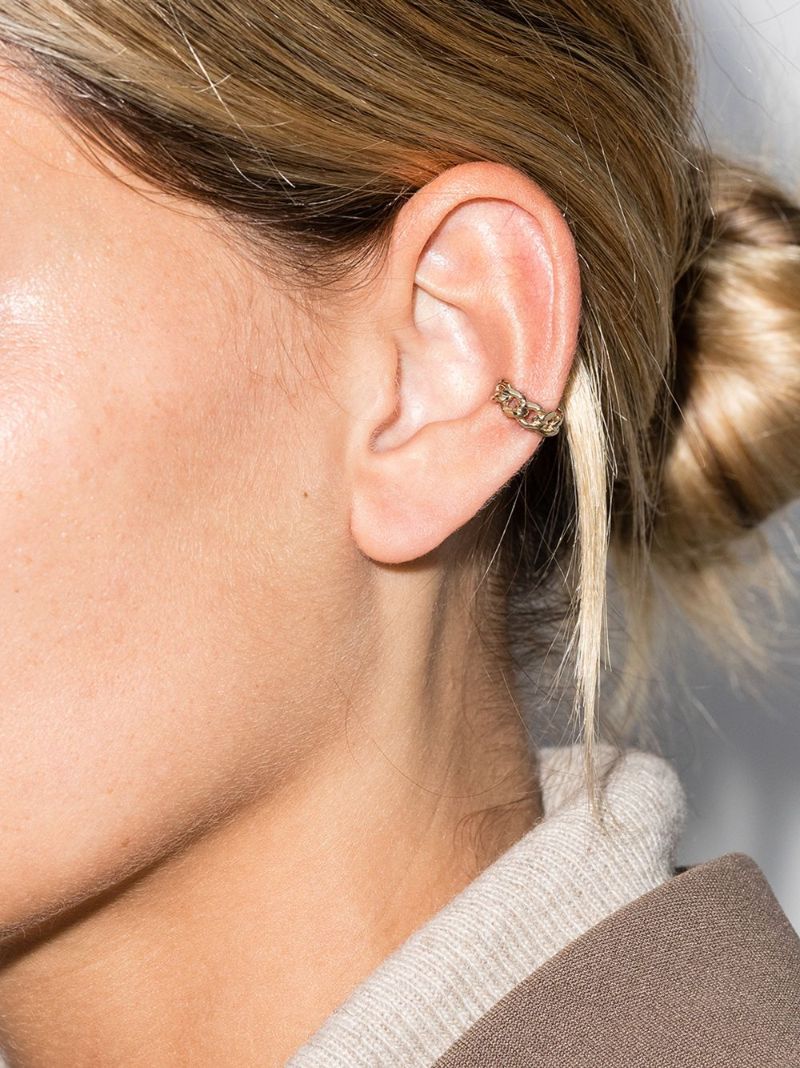 14k Yellow Gold Medium Curb Chain Ear Cuff