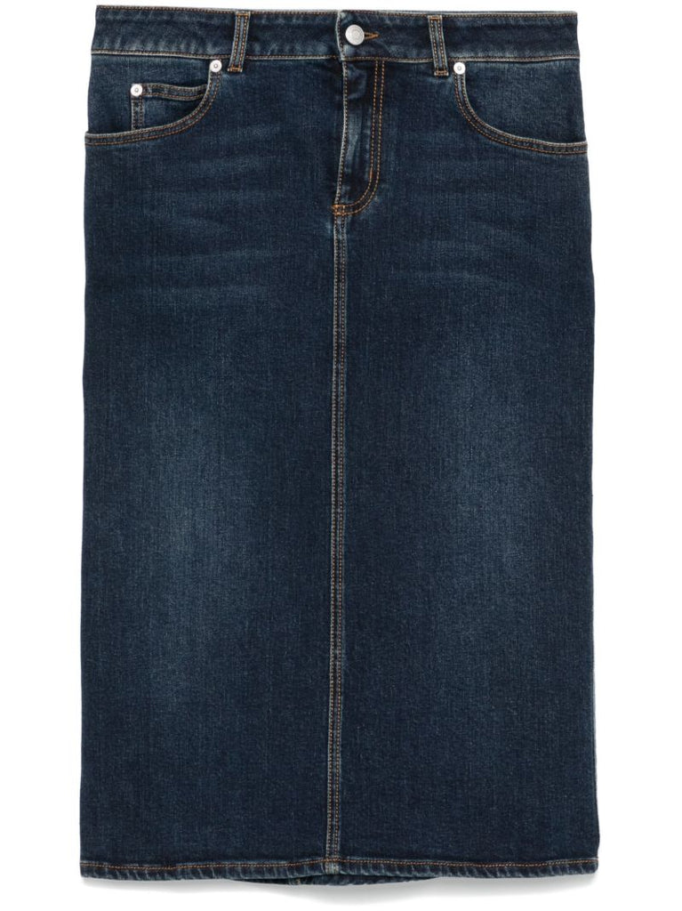 Pencil Denim Midi Skirt