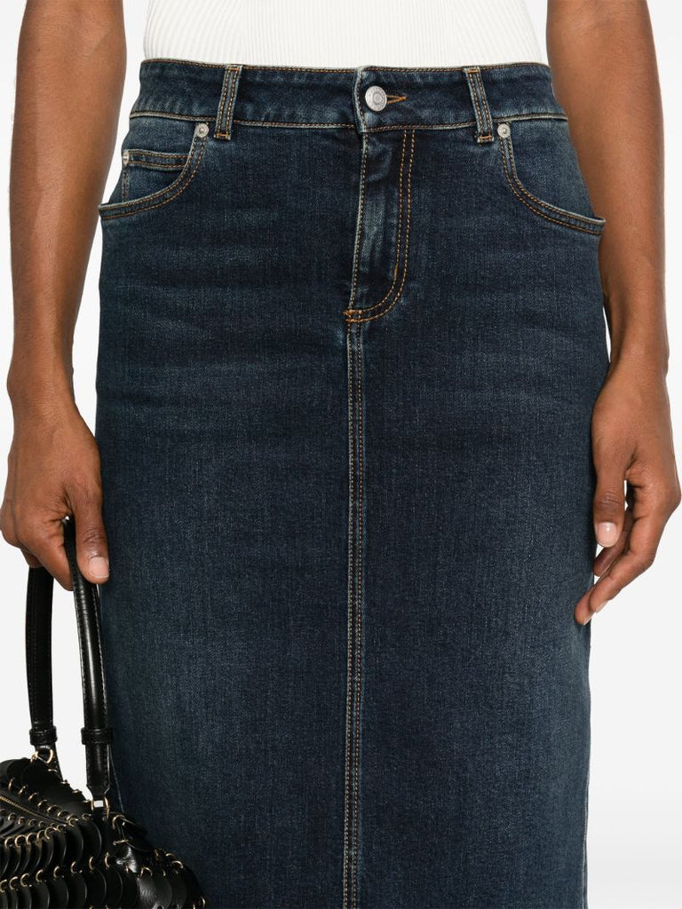 Pencil Denim Midi Skirt