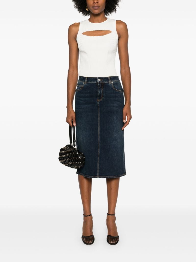 Pencil Denim Midi Skirt