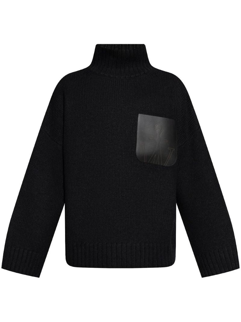 Leather-pocket Sweater
