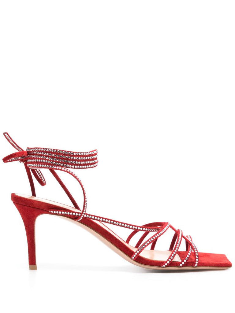Red Crystal-embellished Sandals