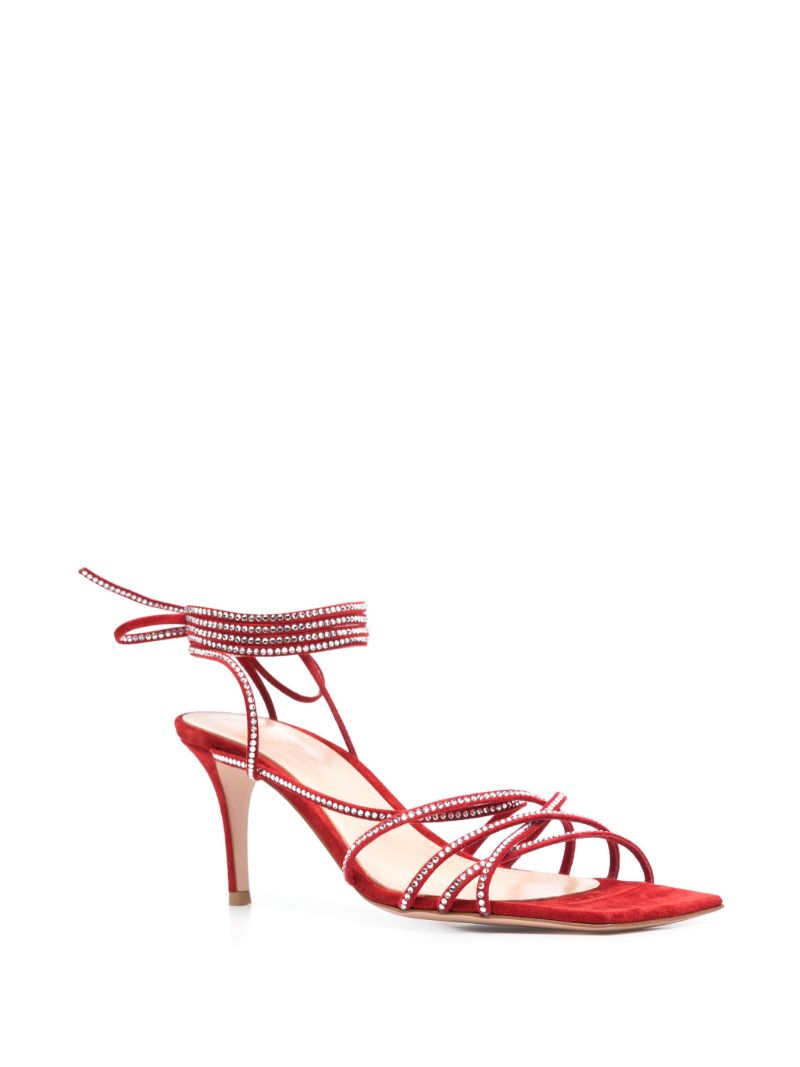 Red Crystal-embellished Sandals