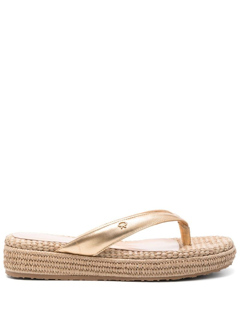 Gold Leather Espadrilles