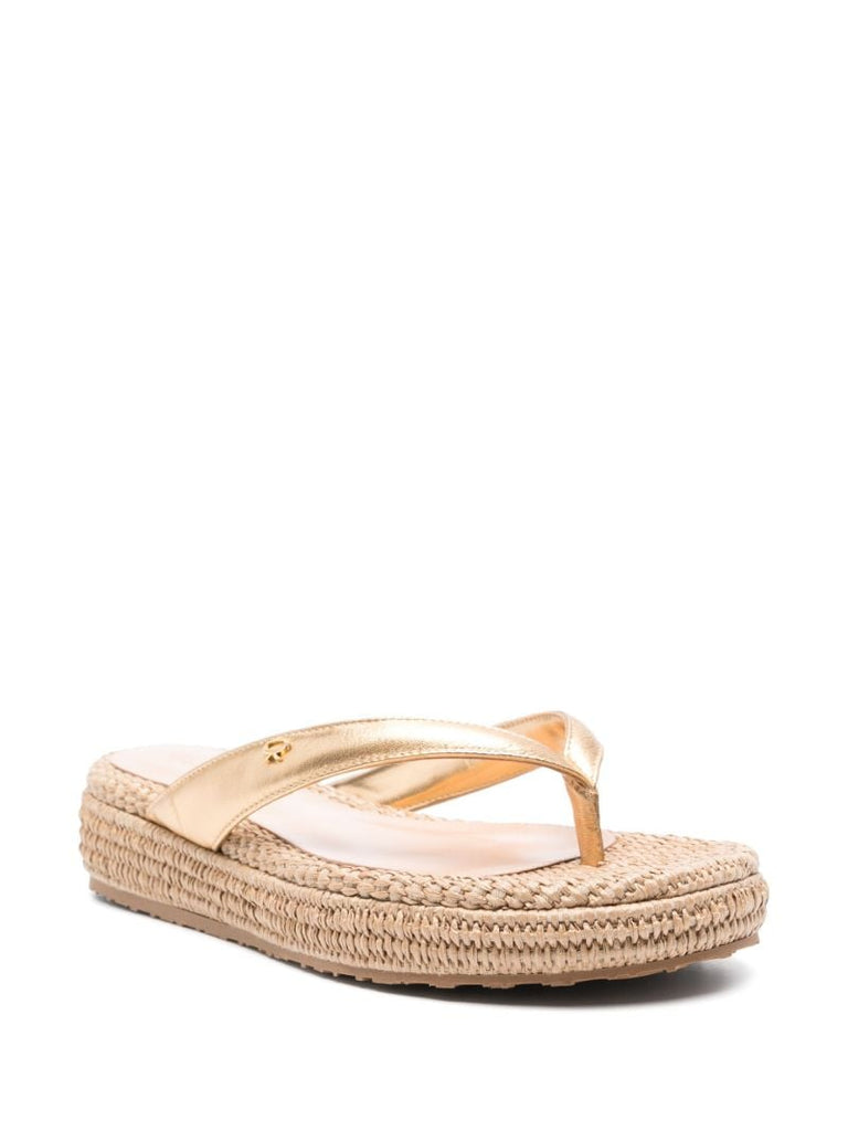 Gold Leather Espadrilles