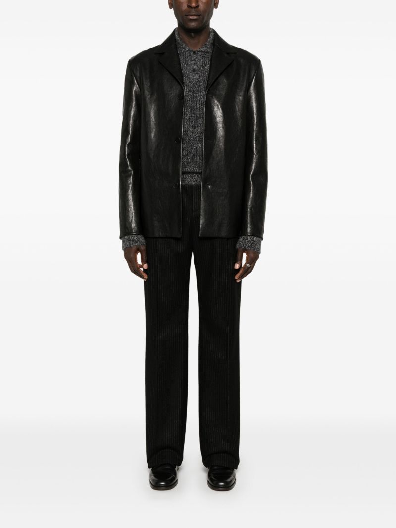 Notched Lapels Leather Jacket