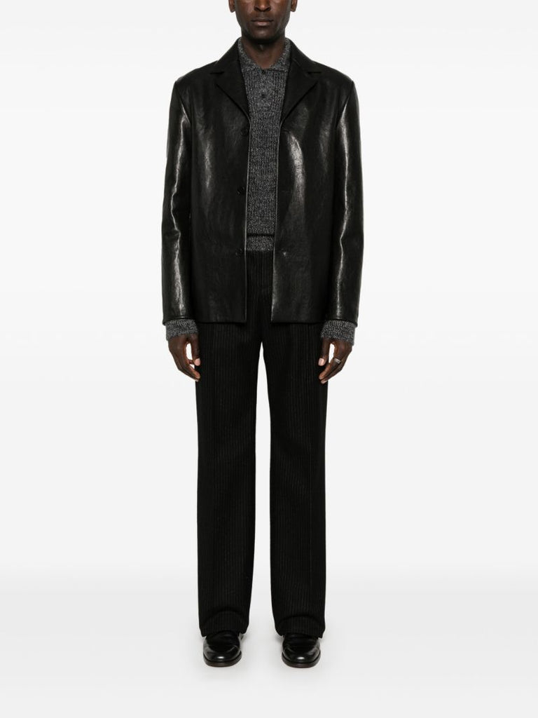 Notched Lapels Leather Jacket