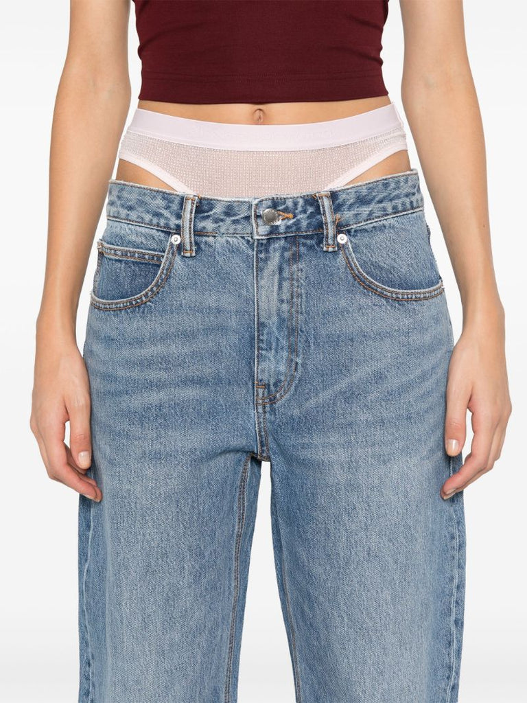 Blue Detachable-underwear Jeans