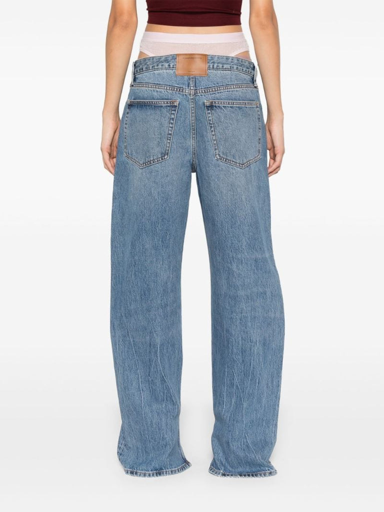 Blue Detachable-underwear Jeans