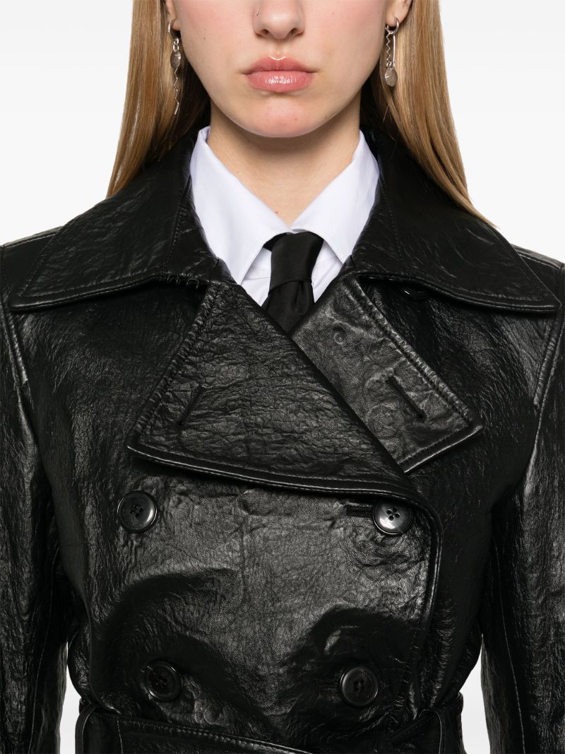 Cropped Leather Trench Coat