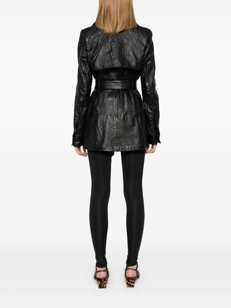 Cropped Leather Trench Coat