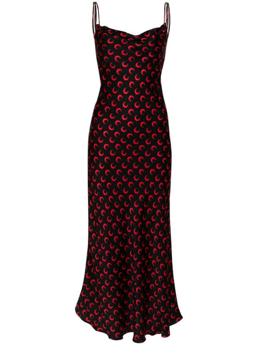 Moon-print Satin Slip Dress