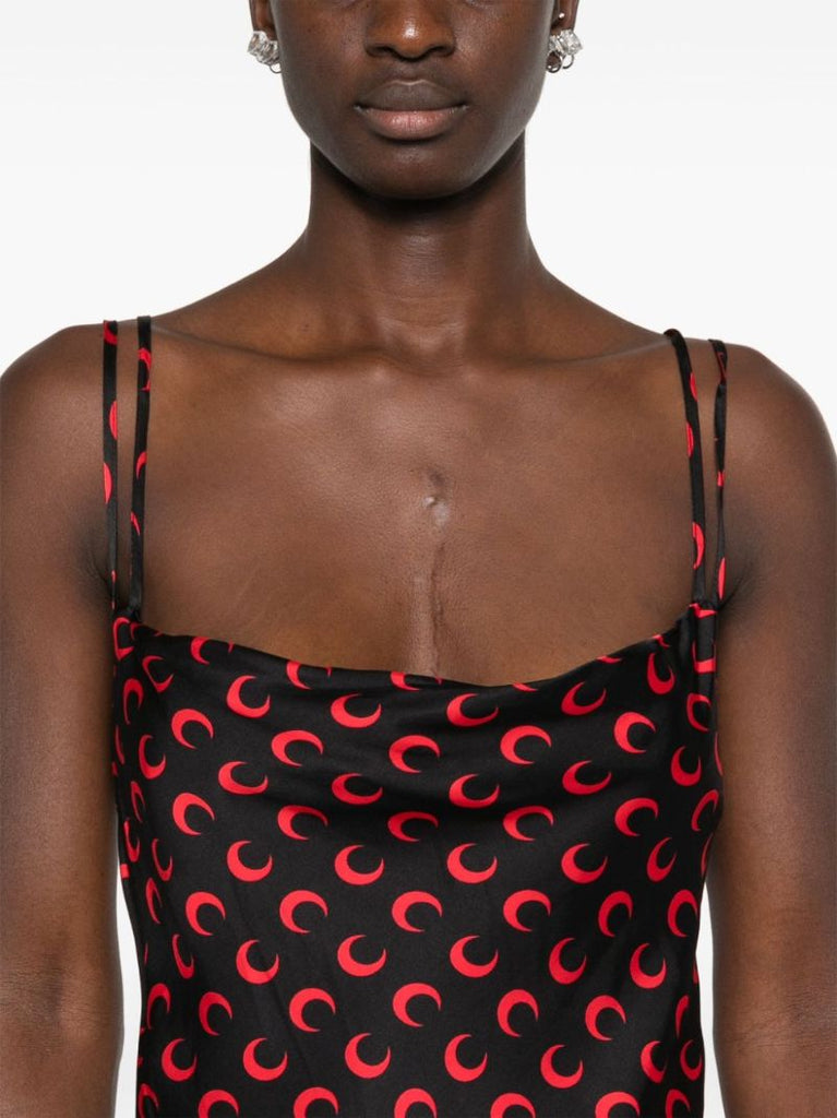 Moon-print Satin Slip Dress