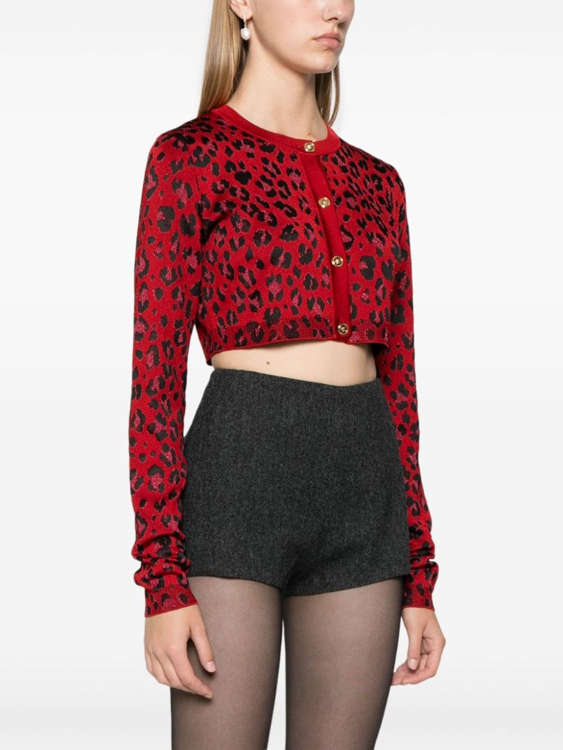 Leopard-intarsia Cropped Cardigan