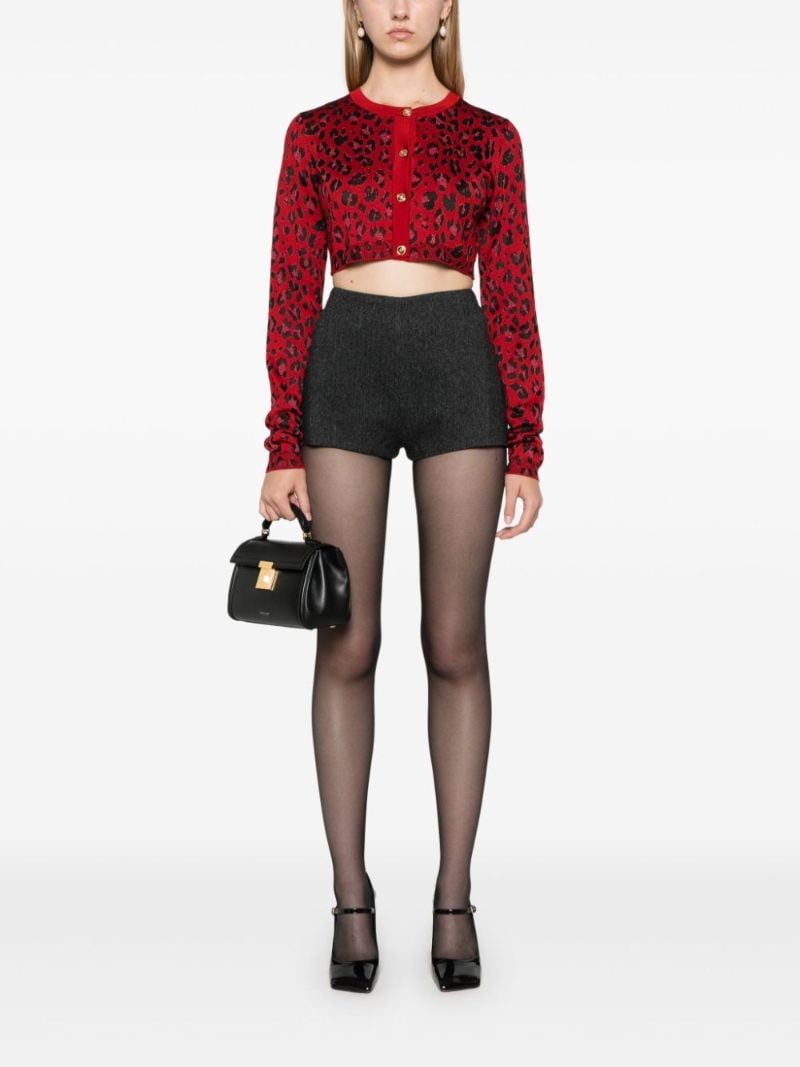 Leopard-intarsia Cropped Cardigan