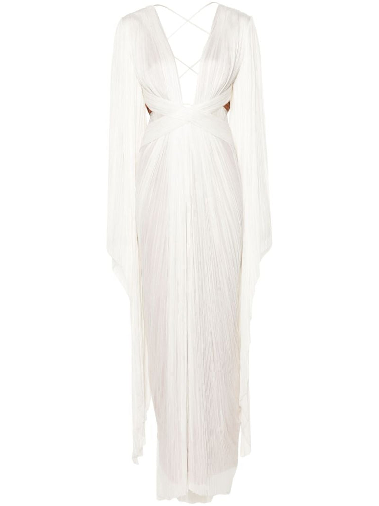 White Vera Draped Pleated Gown