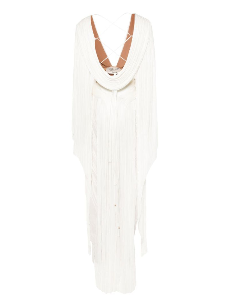 White Vera Draped Pleated Gown