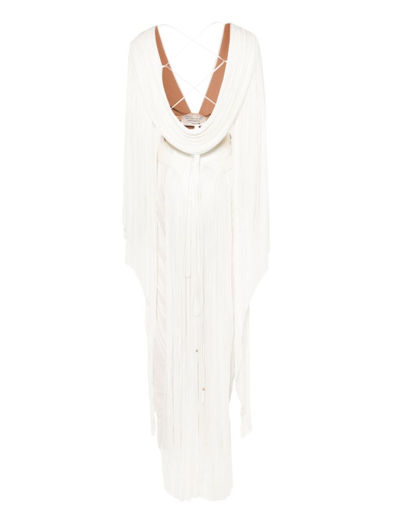 White Vera Draped Pleated Gown