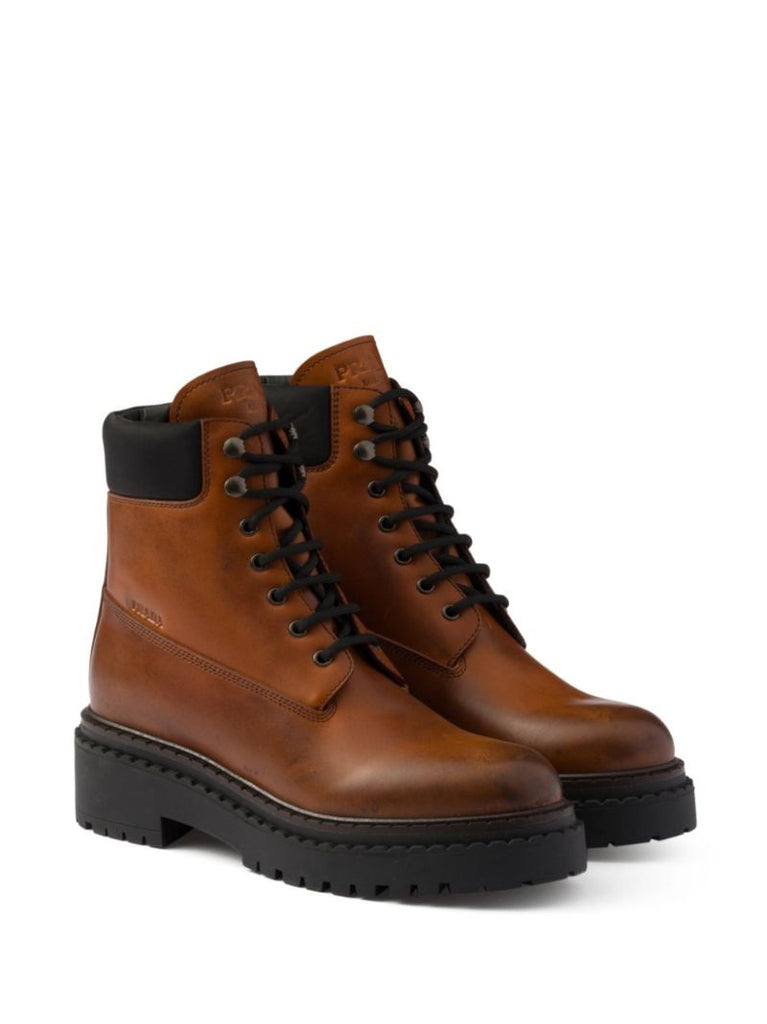 Logo-debossed Leather Boots