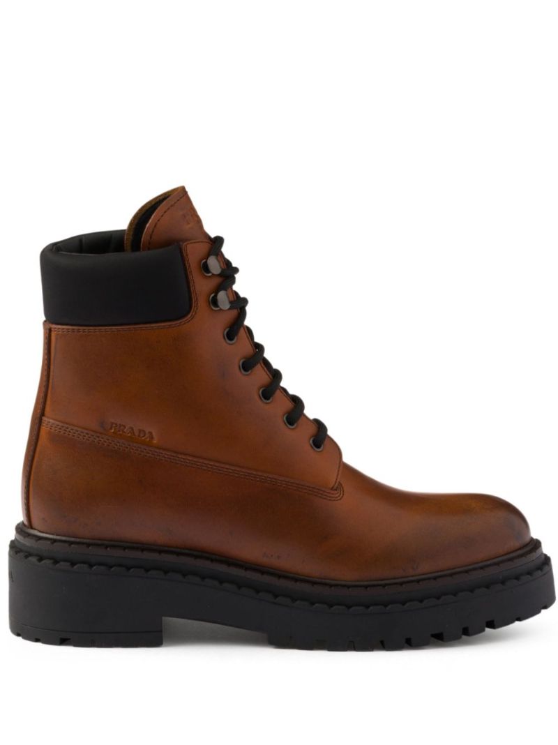 Logo-debossed Leather Boots