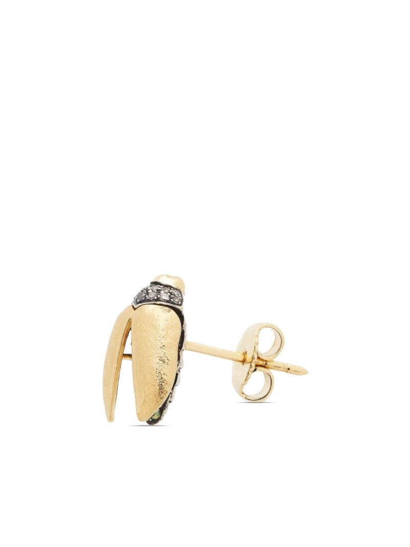 18kt Yellow Gold Mini Scarab Fly Diamond Earring