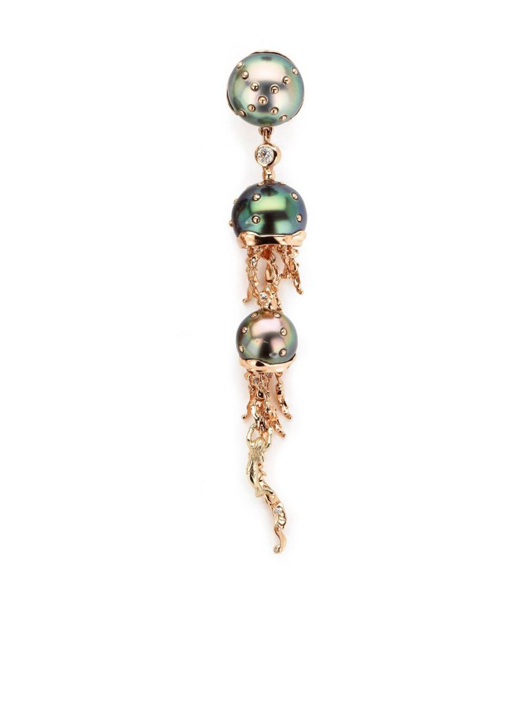 18kt Yellow Gold Jellyfish Diamond Earring