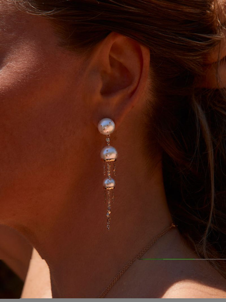 18kt Rose Gold Jellyfish Diamond Earring