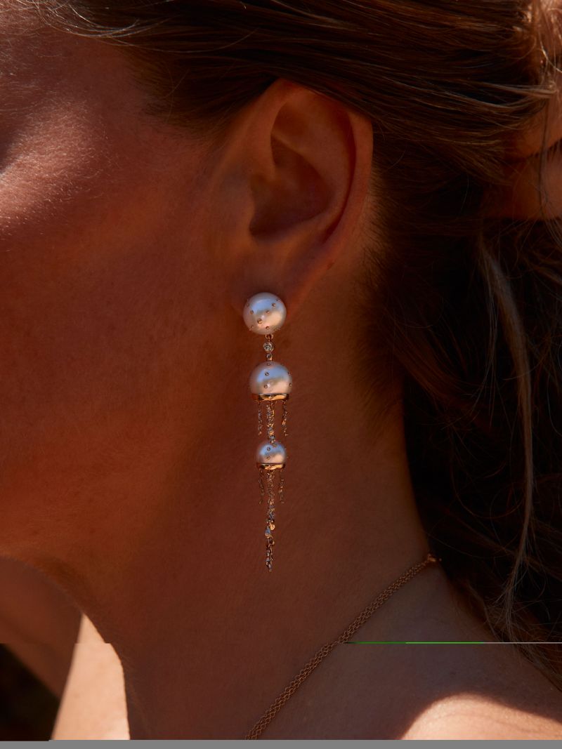 18kt Rose Gold Jellyfish Diamond Earring