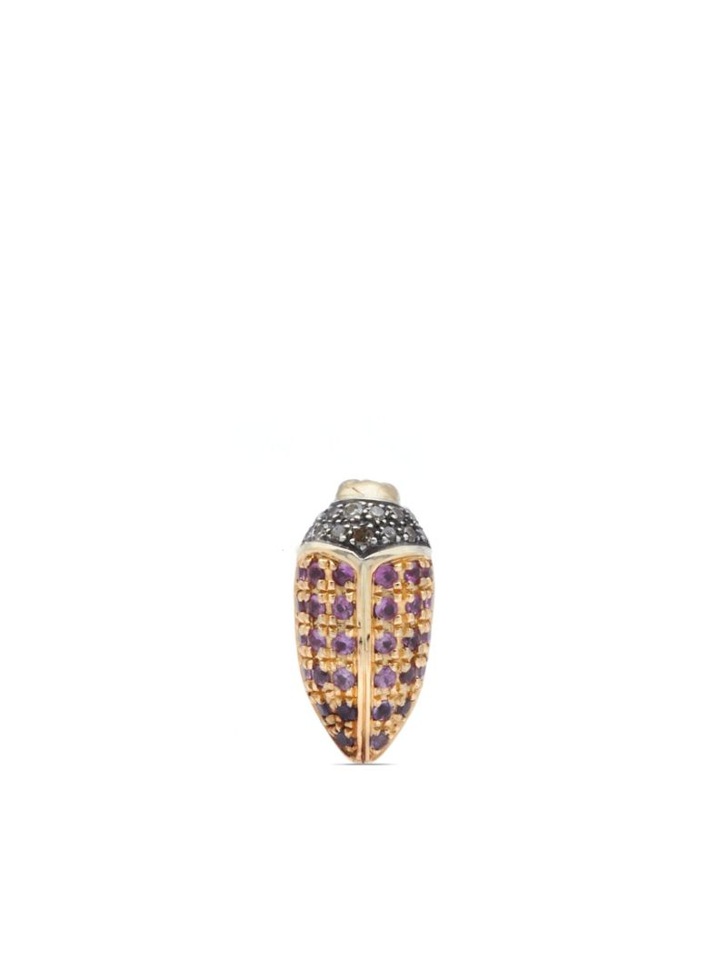 18kt Yellow Gold Mini Scarab Pink Sapphire Earring