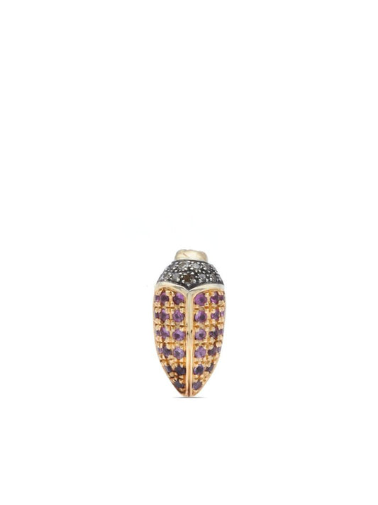 18kt Yellow Gold Mini Scarab Pink Sapphire Earring