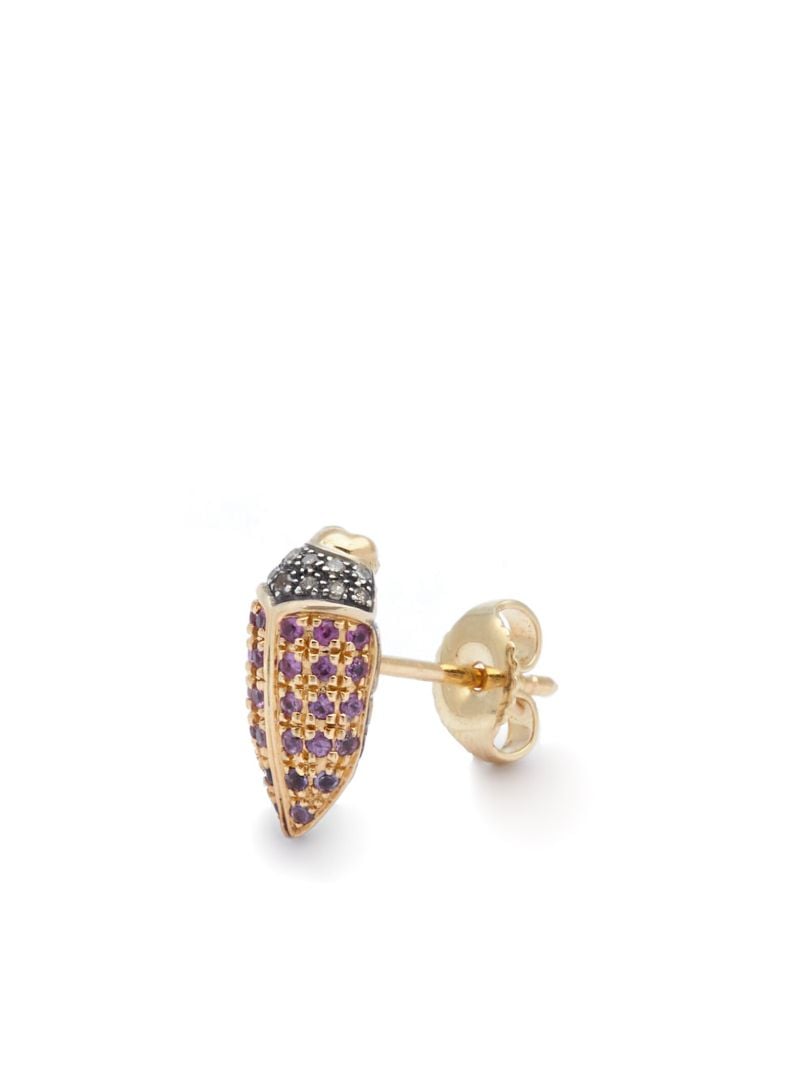 18kt Yellow Gold Mini Scarab Pink Sapphire Earring